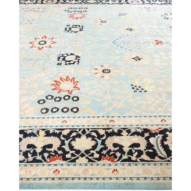Solo Rugs Eclectic, One-of-a-Kind Hand-Knotted Area Rug - Light Blue, 9' 1" x 12' 3" For Sale - Image 4 of 8