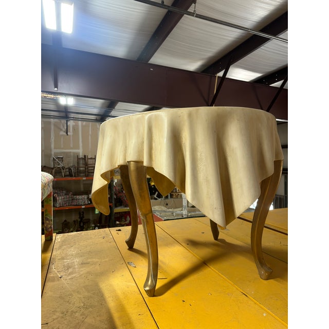 1970s Draped Resin Petite Trompe-l'Oeil Table For Sale - Image 10 of 12