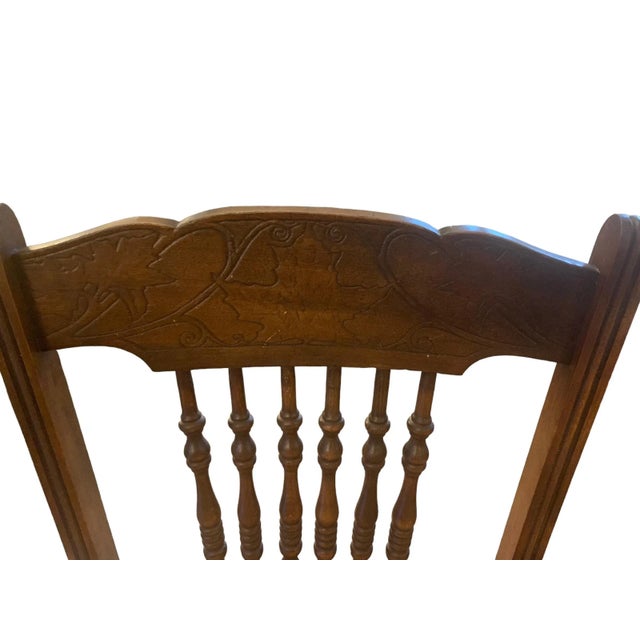 1950s Oak Pressed Back Nursing Chair For Sale - Image 4 of 6