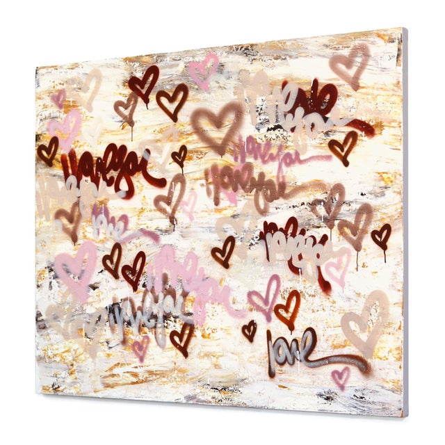 Contemporary In Relax Mode - Original Abstract Love Graffiti Mixed Media Painting on Canvas by Amber Goldhammer For Sale - Image 3 of 9