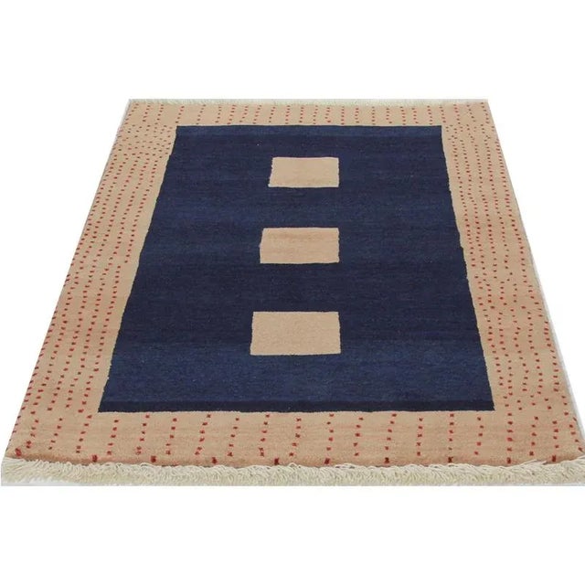 Mid-Century Modern Handwoven Gabbeh Area Rug 3'3"×4'11" For Sale - Image 3 of 9