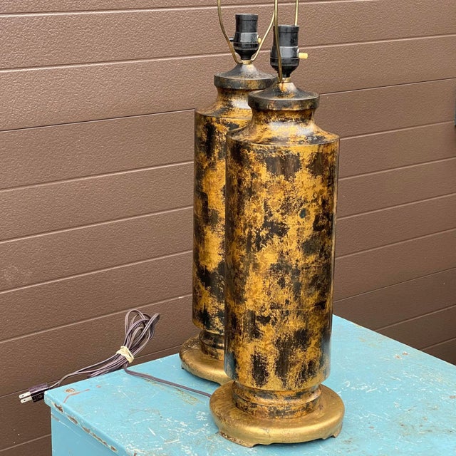 Mid-Century Modern Mid-Century Modern Cylindrical Patinated Bronze Table Lamps - a Pair For Sale - Image 3 of 13