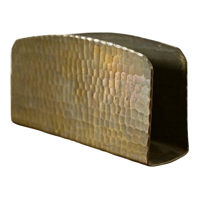 Roycroft Arts & Crafts Brass Finished Hammered Copper Letter Rack For Sale
