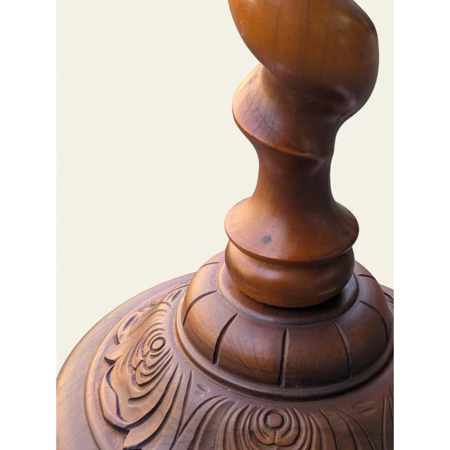 Brown Vintage Hand-Turned Plant Stand in Wood, 1960s For Sale - Image 8 of 11