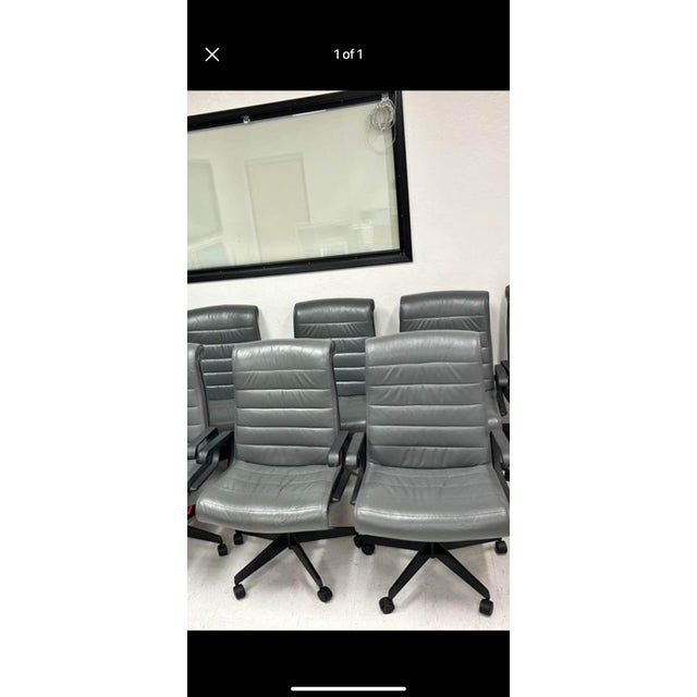 Vintage Richard Sapper Knoll Management Grey Leather Office Chairs For Sale - Image 12 of 12
