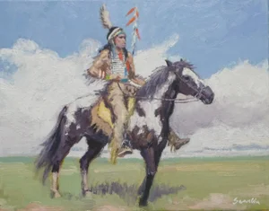 Original Oil Painting of a Indian Warrior