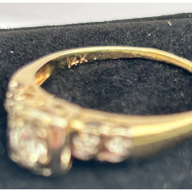 Early 20th Century Edwardian Diamond & 14k Yellow Gold Ring Size 6.5 For Sale - Image 5 of 7
