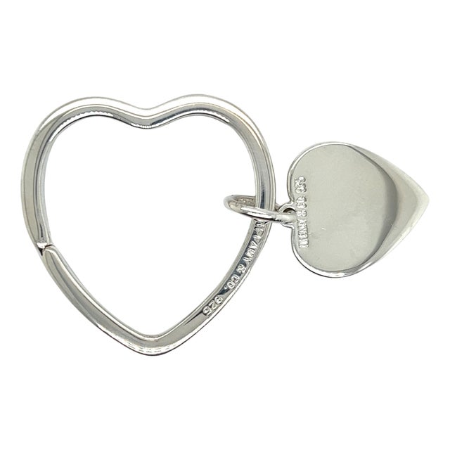 1990s Tiffany & Co Estate Heart Keychain Sterling Silver For Sale