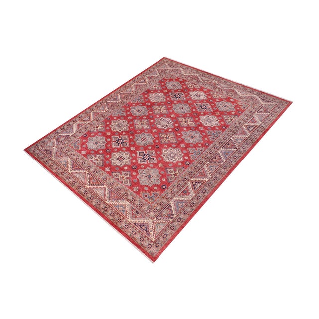 Shabby Chic Tribal Super Kazak Red/Beige Wool Rug - 11'11'' X 14'8'' For Sale - Image 3 of 10