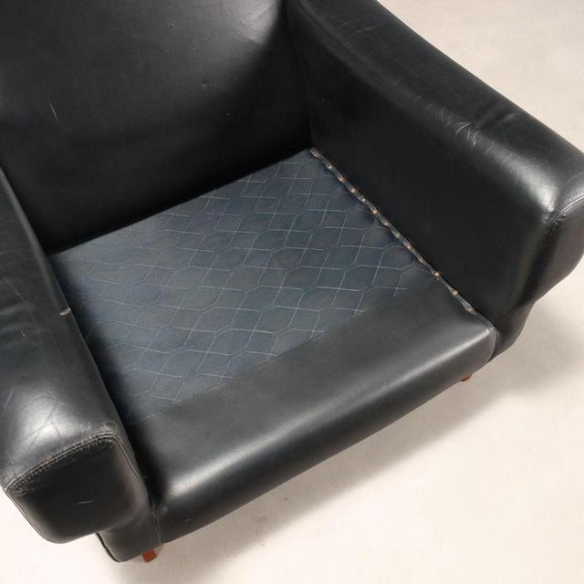 Black Armchairs in Wood and Leather Upholstery, 1970s For Sale - Image 8 of 11