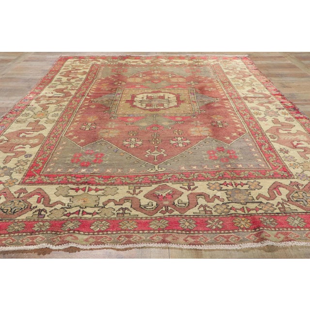 Wine Vintage Turkish Oushak Rug - 05'10 X 08'08 For Sale - Image 8 of 11