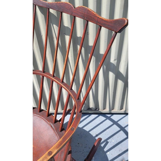 19th Century 19Thc High Back Windsor Rocking Chair For Sale - Image 5 of 7
