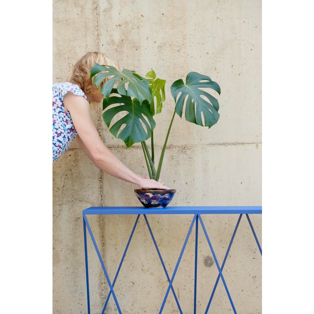 Giraffe Console Table with Natural Linoleum Top in Blueberry by &New For Sale - Image 6 of 9