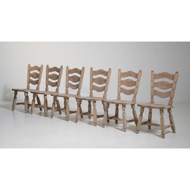 Tan Set of Six Oak Dining Chairs, Antique, France, Circa 1970 For Sale - Image 8 of 13