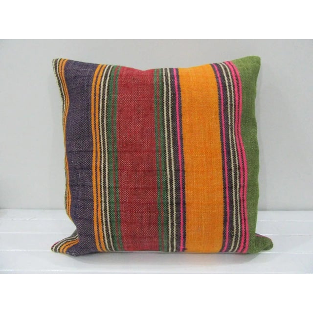 Striped Turkish Kilim Pillow Cover For Sale - Image 4 of 4