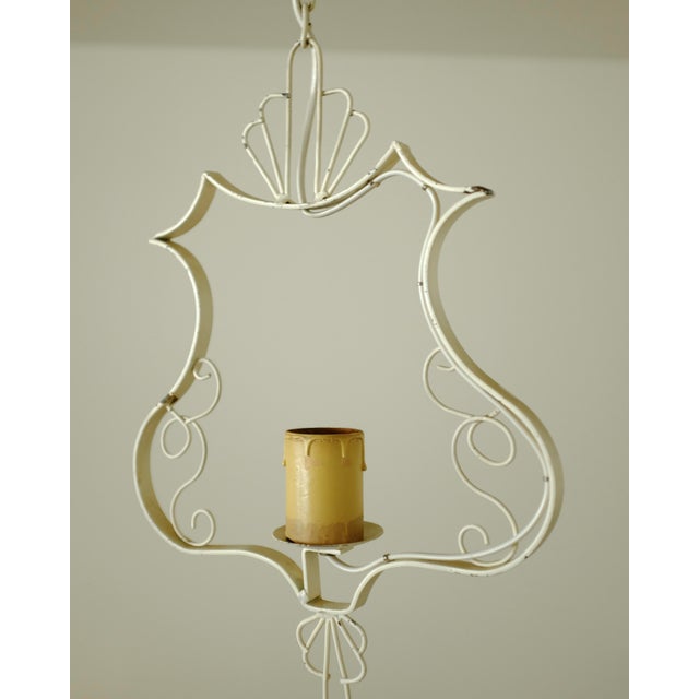 1950s 1950s White Painted Metal Pendant For Sale - Image 5 of 10