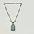 Victorian 1920s Antique Art Deco Art Nouveau Blue Glass & Silver Tone Pendant Necklace, 14.5”. For Sale - Image 3 of 12