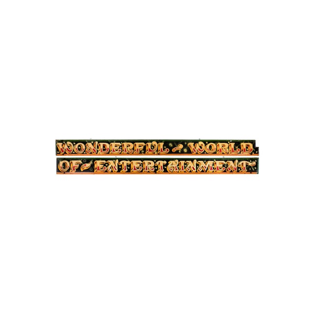 A striking and very decorative pair of vintage circus or funfair signs with hand painted stylised typography on pine...
