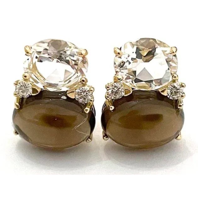 Christina Addison Large Gum Drop Earrings With Citrine and Cabochon Smoky Topaz and Diamonds - a Pair For Sale - Image 11 of 12