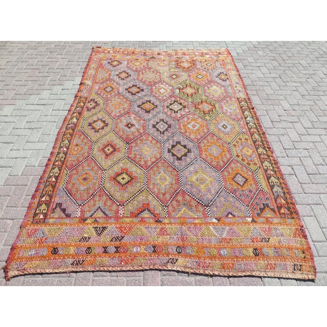 Vintage Turkish Handmade Kilim Boho Area Rugs For Sale - Image 11 of 11