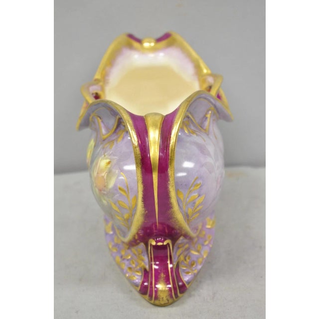 Ceramic Antique Franz Anton Mehlem Royal Bonn Germany Art Nouveau Purple Jardinière Vase For Sale - Image 7 of 17