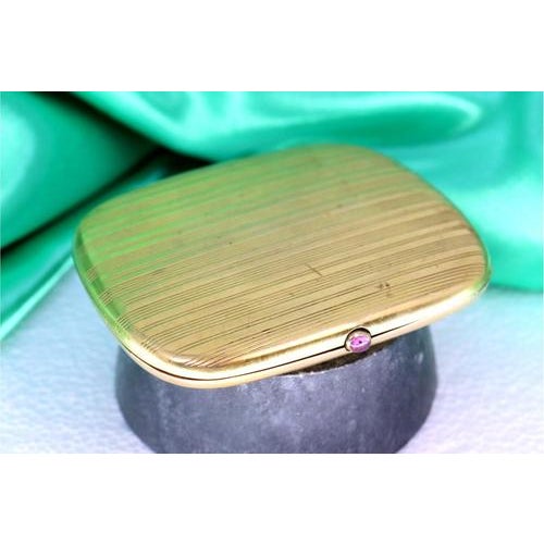 Metal Womens Gold Cigarette Case with Strips For Sale - Image 7 of 7