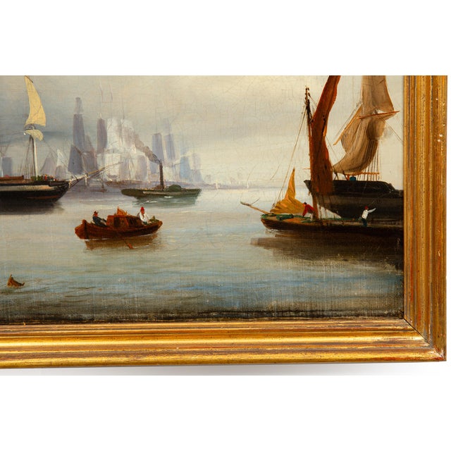 Fine Pair of British School Paintings of London Along the Thames Circa 1835 For Sale - Image 11 of 17