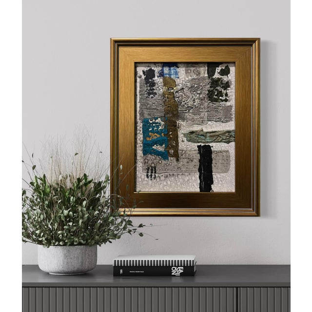 This original mixed-media abstract painting by J. Kent Martin is inspired by aerial views of farmland and the ordered...