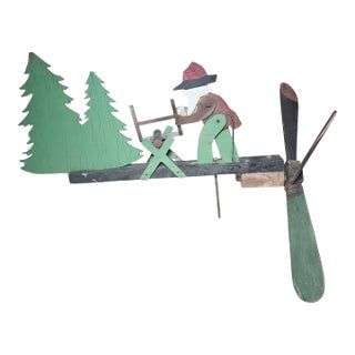 Vintage 1950's American Folk Art Mechanical Lumberjack Whirligig For Sale