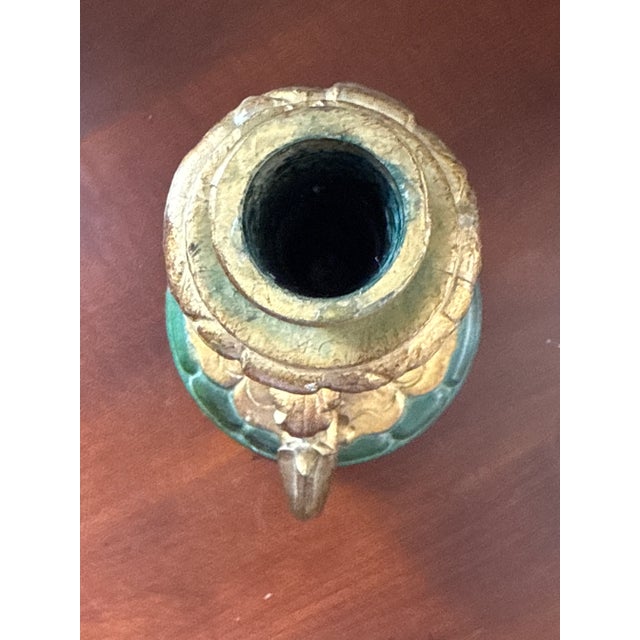 Italian Florentine Style Green and Gold Candle Holders--a Pair For Sale - Image 12 of 13