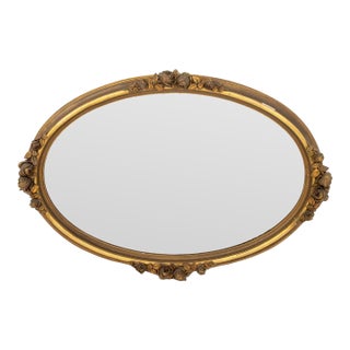 Early 20th Century Gilded Age Gilt Composition Oval Beveled Mirror For Sale