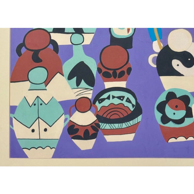 1970s Original Framed Jinshan Folk Art Painting of Pottery Artisans For Sale In Los Angeles - Image 6 of 11