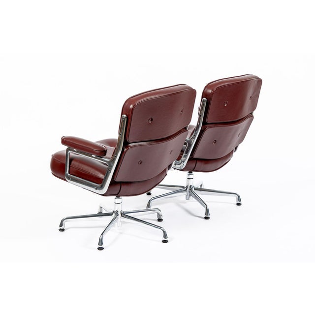 Pair Eames Herman Miller Time Life Lobby Red Leather Office Chairs For Sale In Detroit - Image 6 of 13