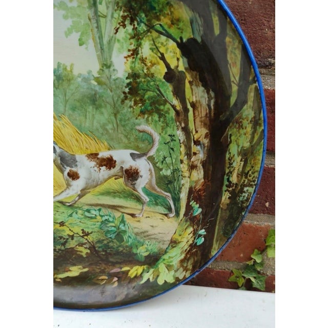 19th Century French Faience Hunting Dog Platter Creil & Montereau For Sale - Image 4 of 7