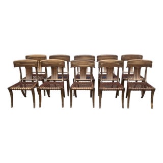 Klismos Style Solid Walnut Dining Chairs -Set of 10 For Sale