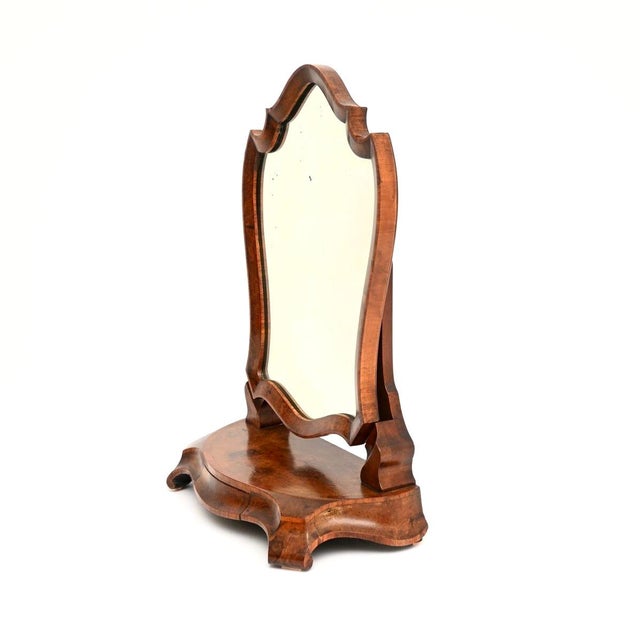 Antique Victorian Burr Walnut Vanity Mirror, 1860 For Sale - Image 3 of 11