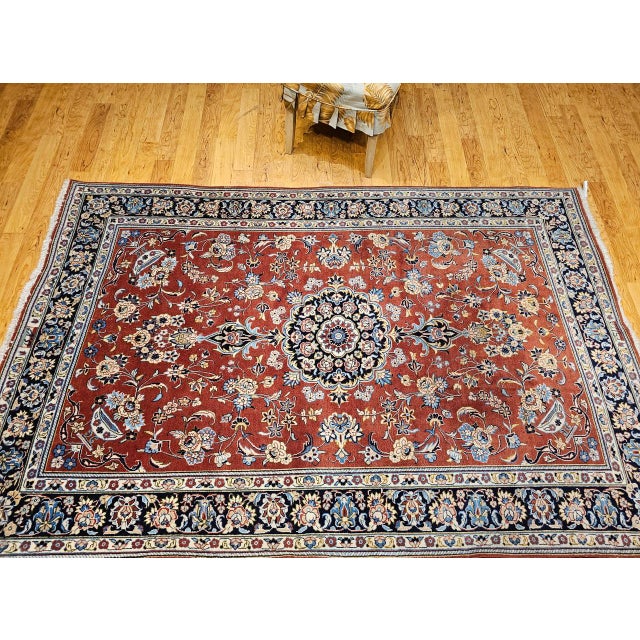 Textile Vintage Turkmen Area Rug, Hand-Knotted Wool, Allover Geometric Pattern, Pistachio Green & Red, 4x8 For Sale - Image 7 of 18
