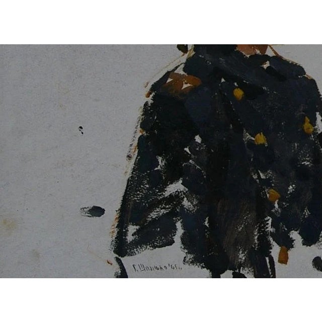 1960s Original Soviet Oil Painting: Soldier Portrait by Ukrainian Artist Shponko, 1965 43-58 For Sale - Image 5 of 6