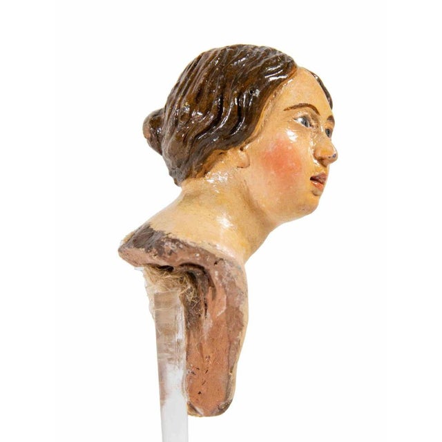 18th Century Polychrome Ceramic Woman Sculpture from Naples, Italy For Sale - Image 4 of 7