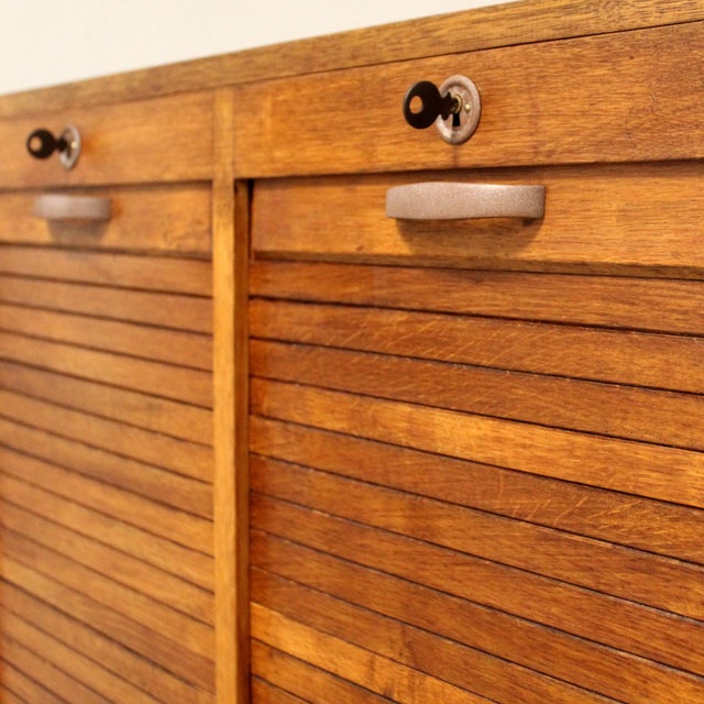 Wood Vintage Filing Cabinet in Oak, 1930s For Sale - Image 7 of 8