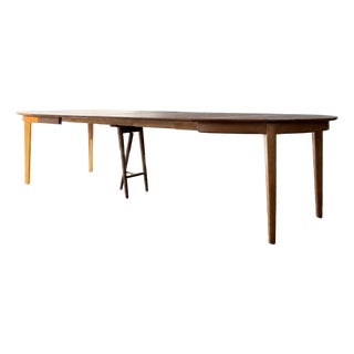 Monumental Henning Kjærnulf Model 62 Danish Modern Teak & Oak Dining Table Sorø Stolefabrik 4 Original Leaves Vintage For Sale