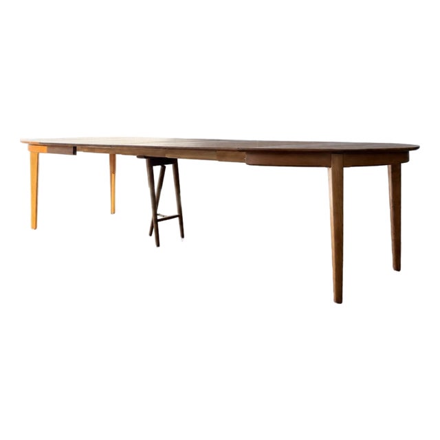 Monumental Henning Kjærnulf Model 62 Danish Modern Teak & Oak Dining Table Sorø Stolefabrik 4 Original Leaves Vintage For Sale