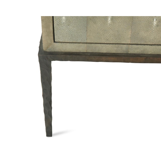 Ironies “Breton” Wide Faux Shagreen Three-Drawer Bedside Table / Commode For Sale - Image 10 of 11