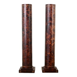 French Vintage Faux Tortoiseshell Columns - A Pair For Sale