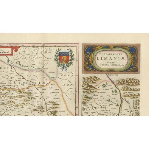 Antique Map of Limousin and Limagne from Blaeu, France, 1642 For Sale - Image 4 of 11
