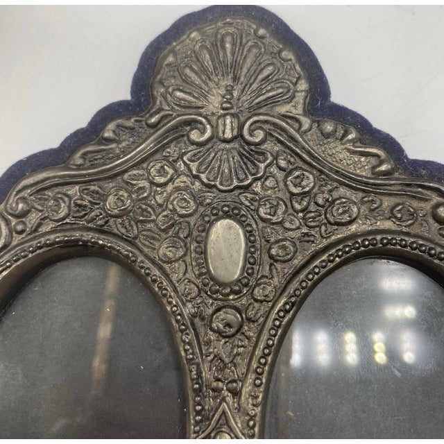Antique Ts LTD Silver Double Oval Easle Photo Frame Front Stamps Lion Passant For Sale - Image 9 of 11