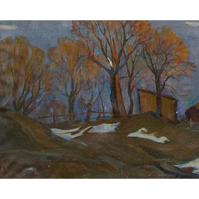 Impressionism Oil Painting: Autumn Rural Ukrainian Art, 1970 80-100 For Sale - Image 4 of 6
