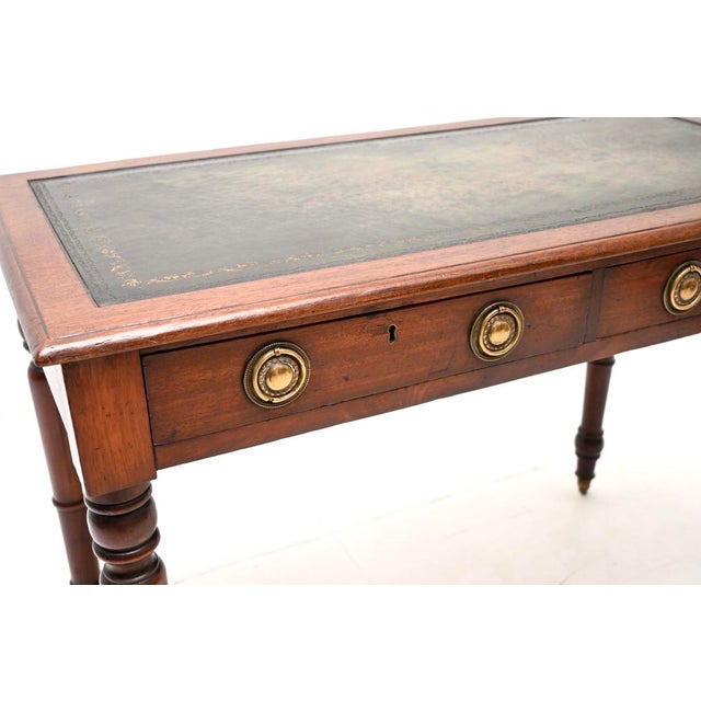 Antique Georgian Leather Top Writing Table, 1820s For Sale - Image 9 of 12