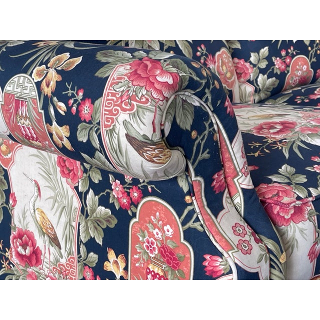 Pearson 84” Custom Three Seat Sofa in Richloom Asian Chinoiserie Fabric, Vintage For Sale In Naples, FL - Image 6 of 17