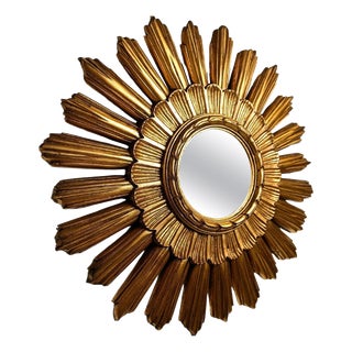 Vintage Gilt Sunburst Mirror, 1960s For Sale